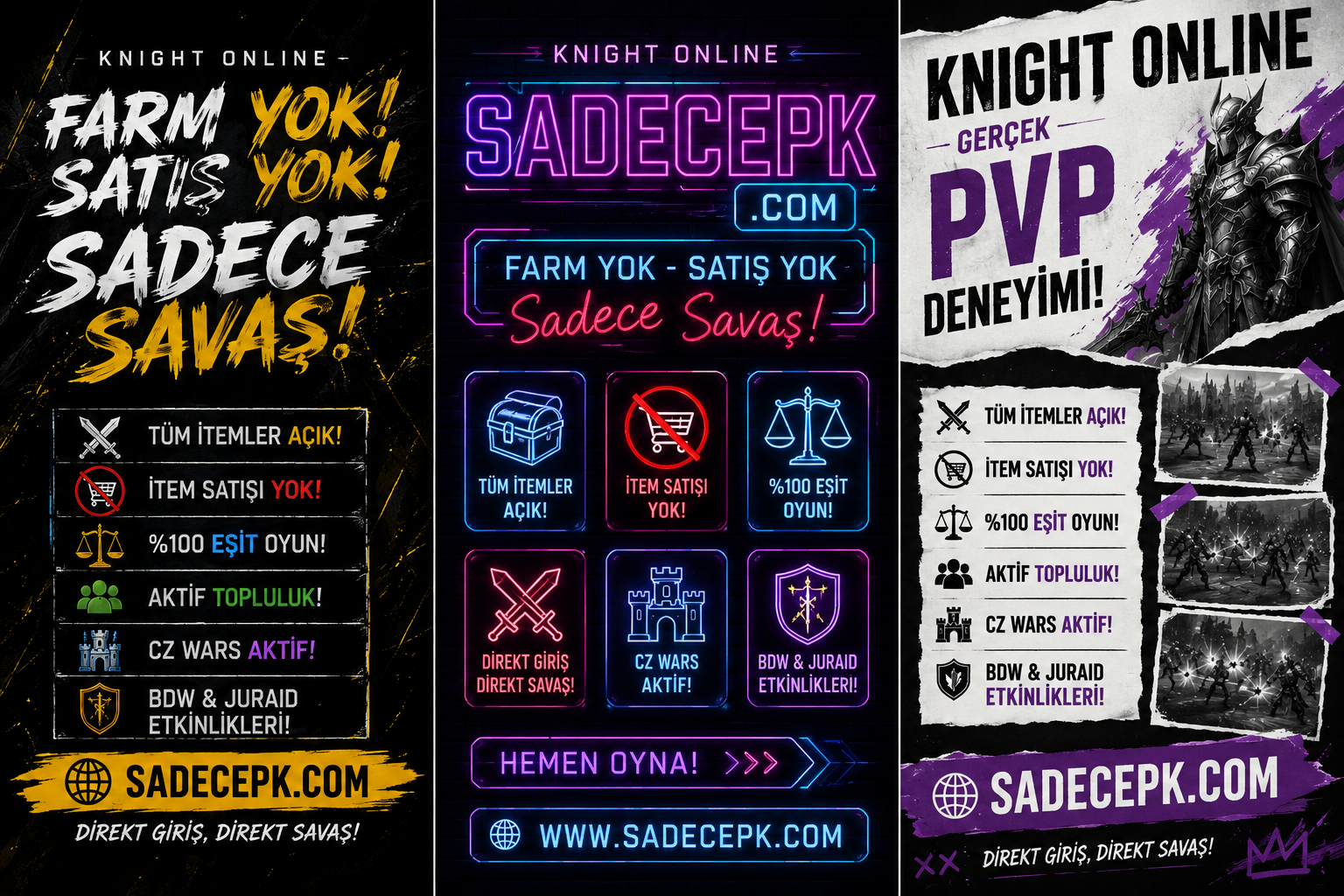 SADECEPK.COM | %100 EŞİT PK SERVER | TÜM İTEMLER AÇIK | İTEM SATIŞI YOKTUR