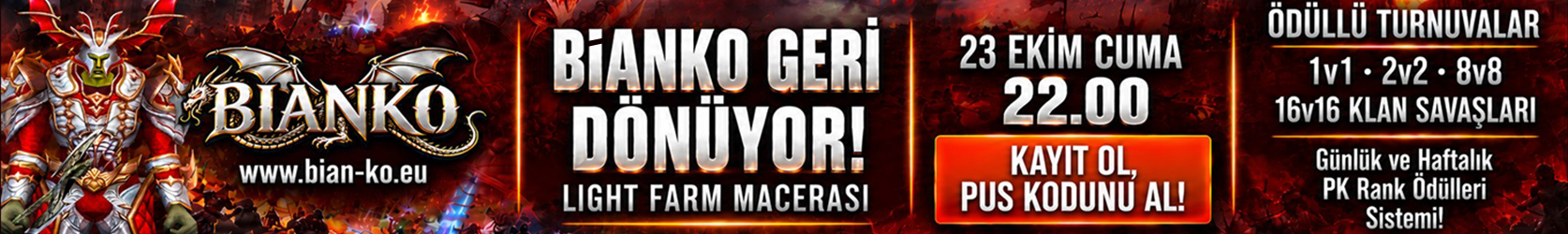 🔥BİANKO 'HUNTER' OFFICIAL 23 EKİM CUMA 22:00 | ⚡ 64 BIT DX11 CLIENT | ⚔️V2 LIGHT FARM | Bian-KO.eu