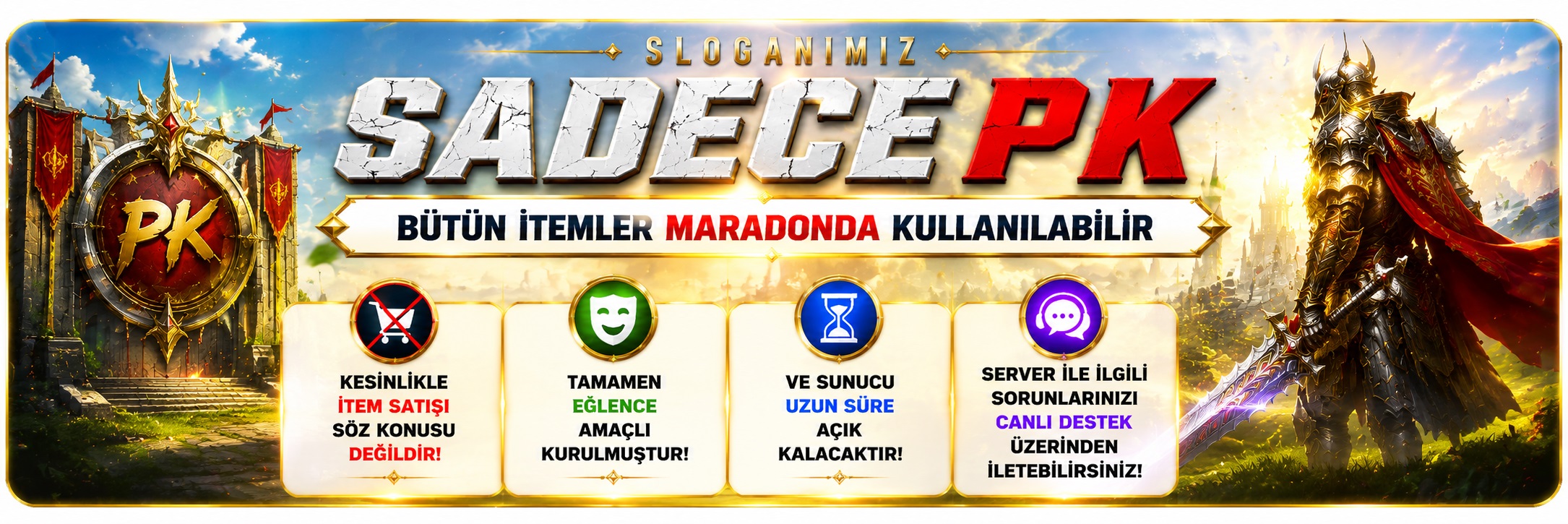 %100 Eşit Knight Online PvP Server - İtem Satışı Yok - Herşey Maradonda